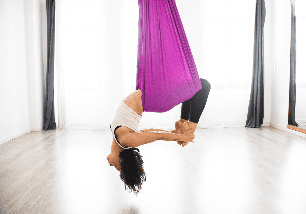 Aerial Yoga Inverted Bow Pose